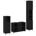 Juego de muebles de baño 3 pcs Roble Negro Madera contrachapada