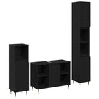 Juego de muebles de baño 3 pcs Roble Negro Madera contrachapada