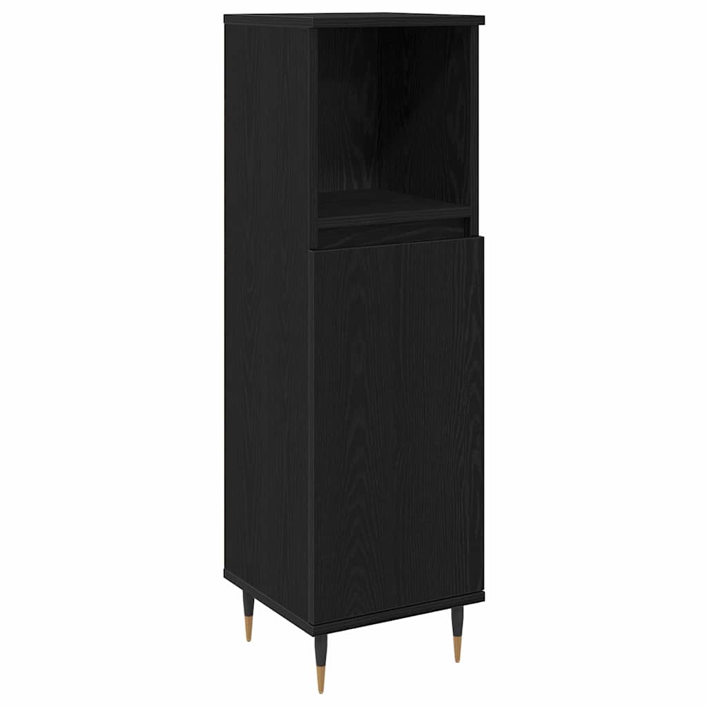 Juego de muebles de baño 3 pcs Roble Negro Madera contrachapada