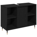 Juego de muebles de baño 3 pcs Roble Negro Madera contrachapada