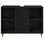 Juego de muebles de baño 3 pcs Roble Negro Madera contrachapada