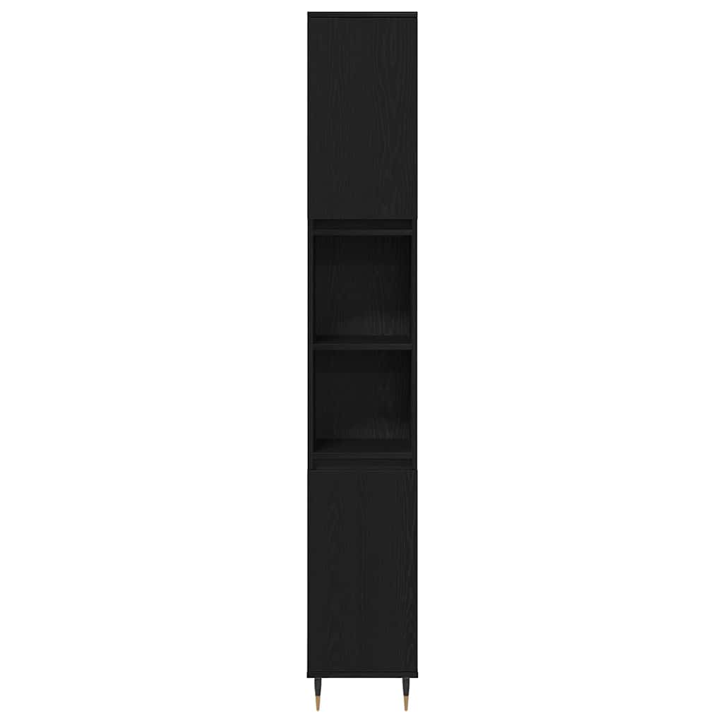 Juego de muebles de baño 3 pcs Roble Negro Madera contrachapada