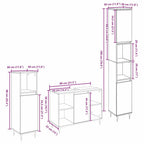 Juego de muebles de baño 3 pcs Roble Negro Madera contrachapada