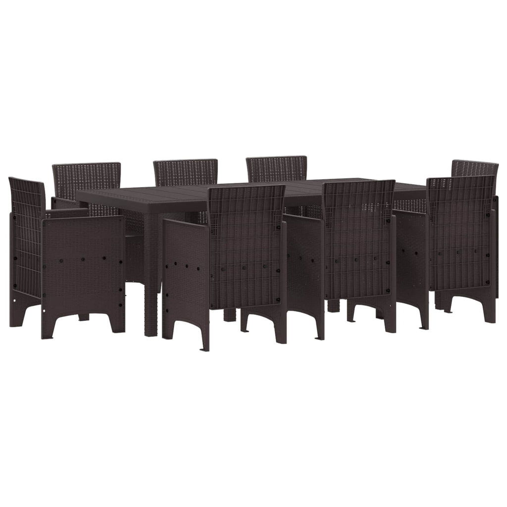 Conjunto de Comedor de Jardín 9 pcs Marrón Polipropileno