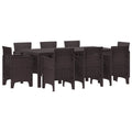Conjunto de Comedor de Jardín 9 pcs Marrón Polipropileno
