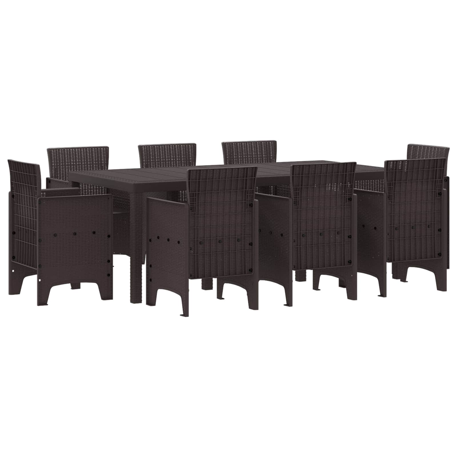 Conjunto de Comedor de Jardín 9 pcs Marrón Polipropileno