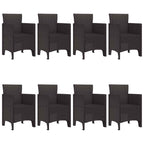 Conjunto de Comedor de Jardín 9 pcs Marrón Polipropileno