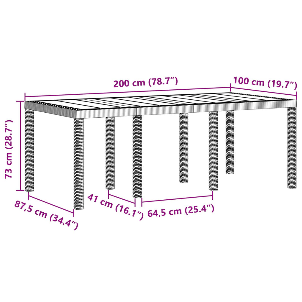 Conjunto de Comedor de Jardín 9 pcs Marrón Polipropileno