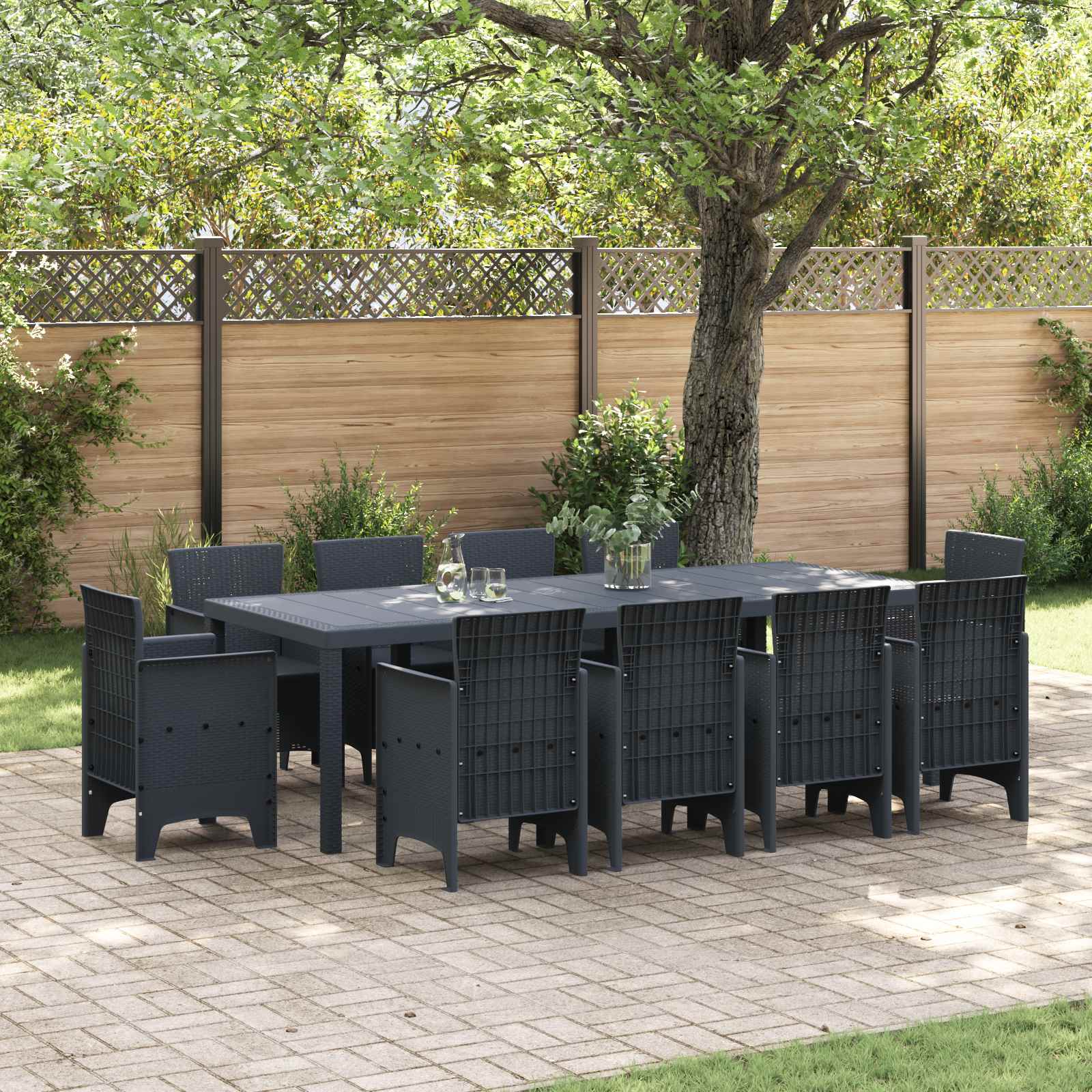 Conjunto de Comedor de Jardín 11 pcs Antracita Polipropileno
