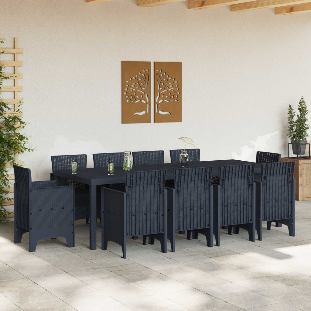 Conjunto de Comedor de Jardín 11 pcs Antracita Polipropileno