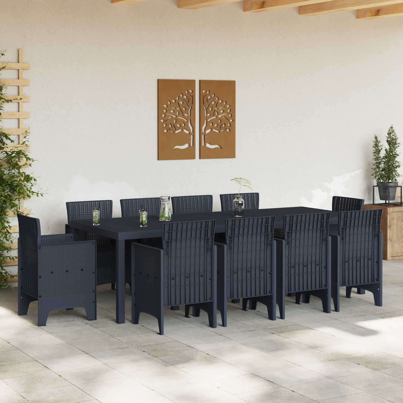 Conjunto de Comedor de Jardín 11 pcs Antracita Polipropileno