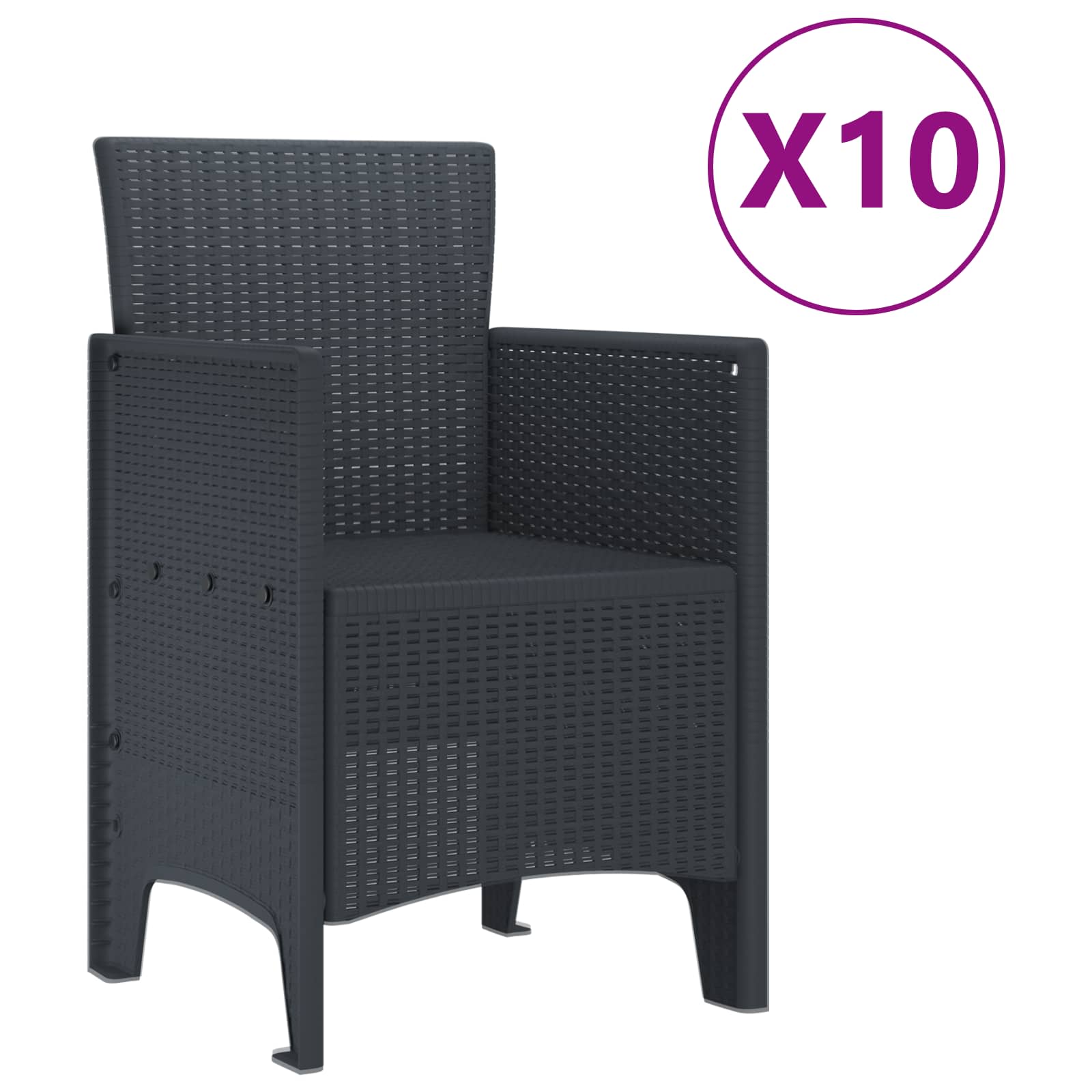 Conjunto de Comedor de Jardín 11 pcs Antracita Polipropileno