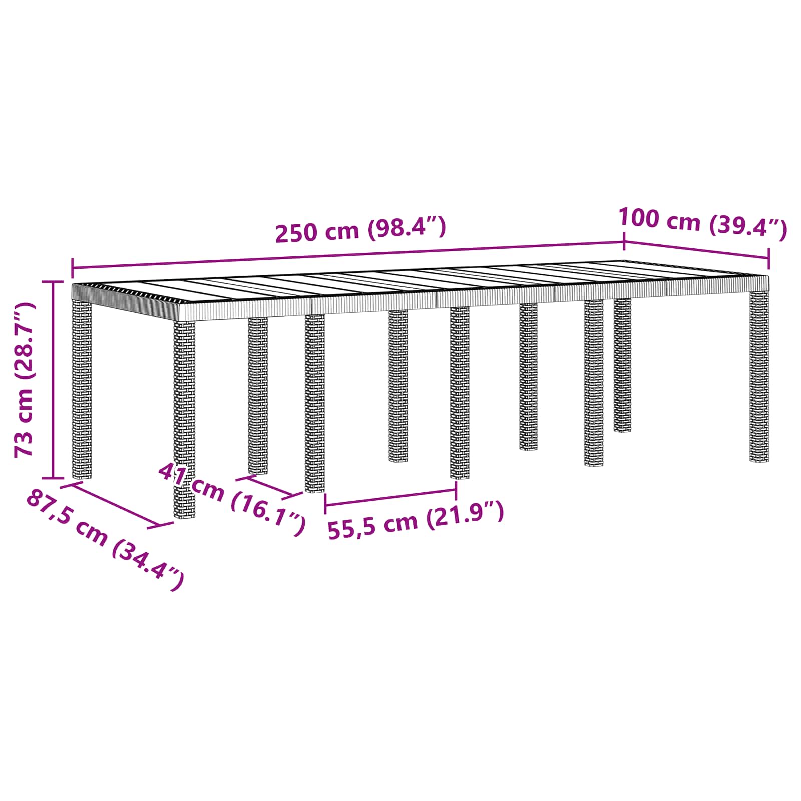 Conjunto de Comedor de Jardín 11 pcs Antracita Polipropileno