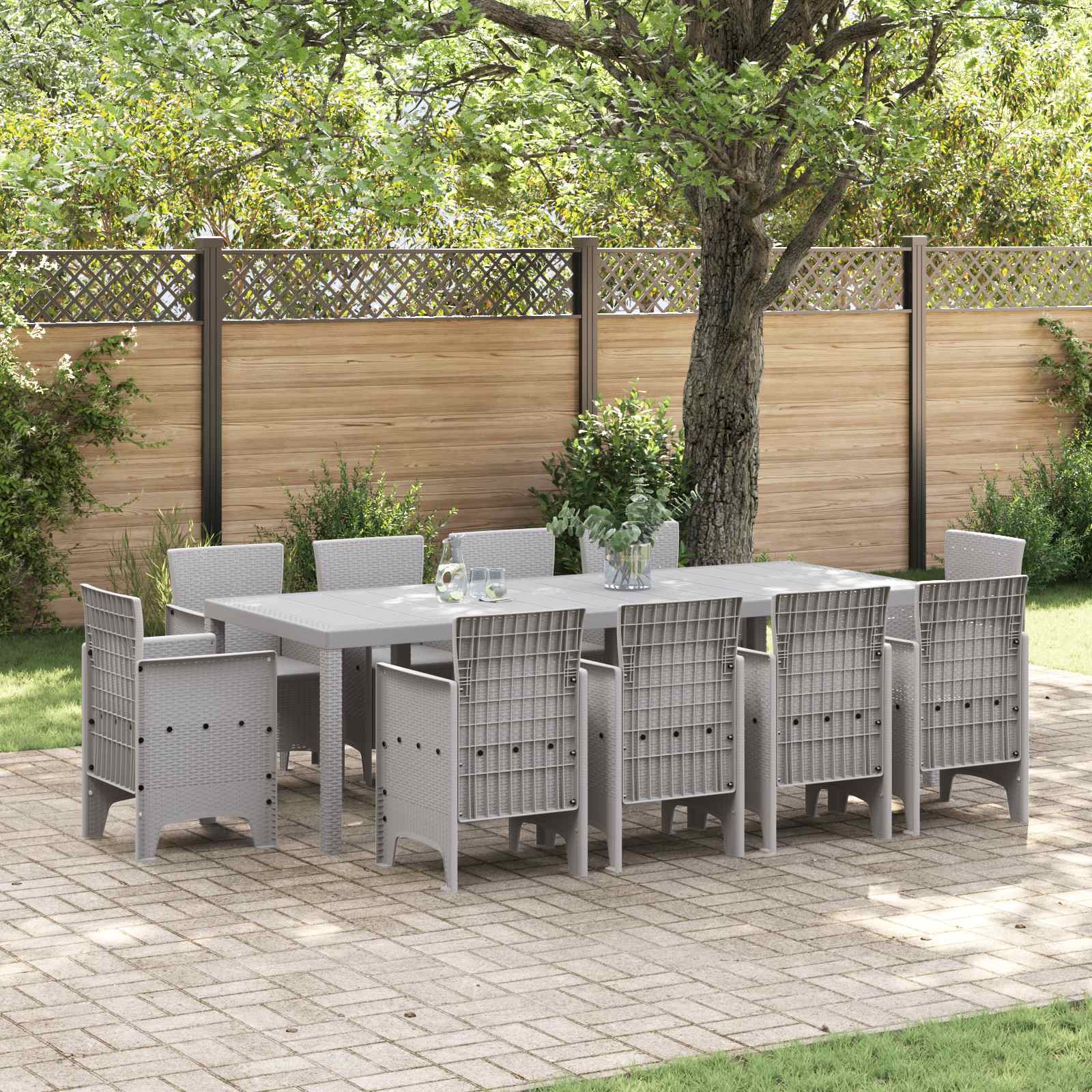 Conjunto de Comedor de Jardín 11 pcs Antracita Polipropileno