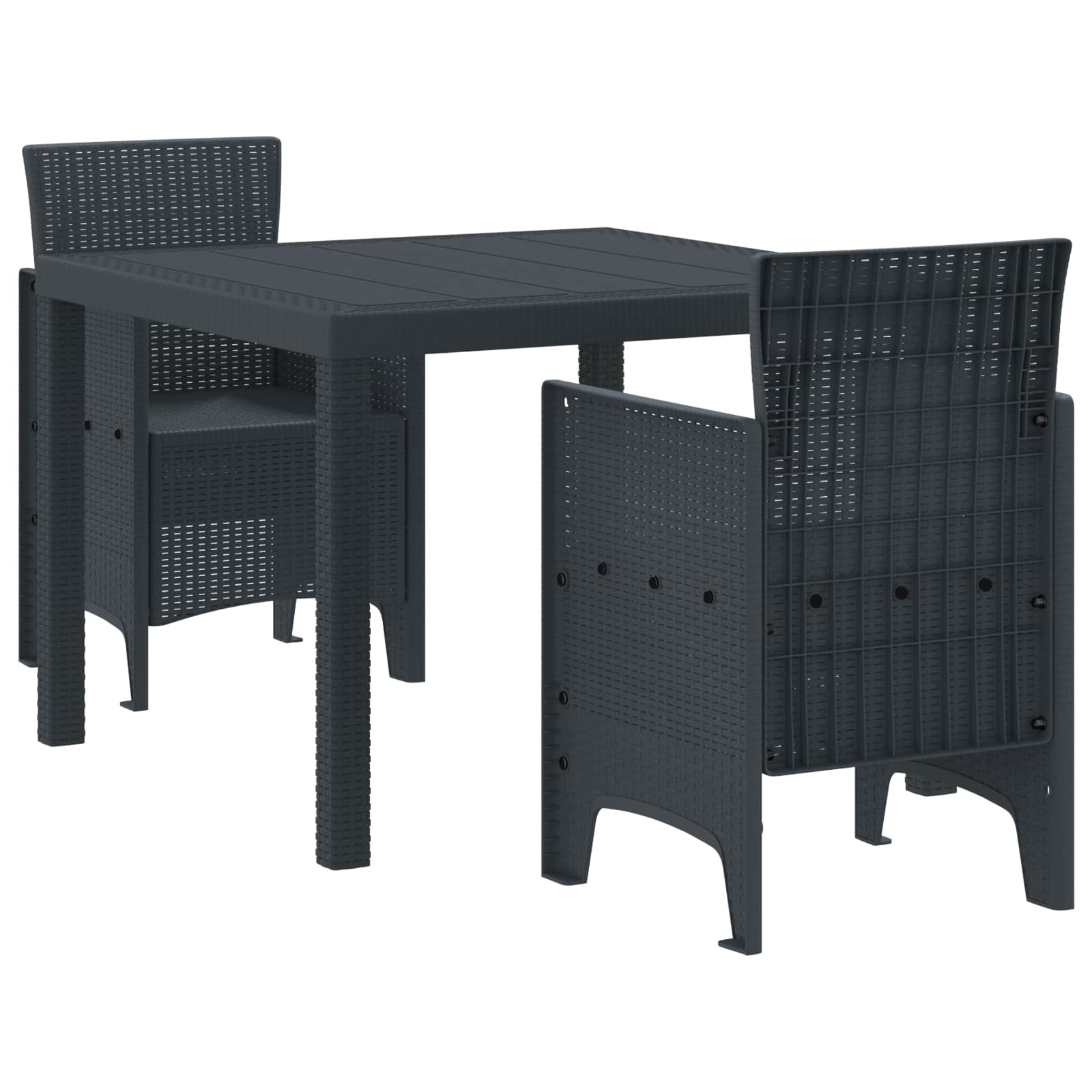 Conjunto de Comedor de Jardín 3 pcs Antracita Polipropileno