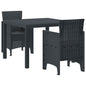 Conjunto de Comedor de Jardín 3 pcs Antracita Polipropileno
