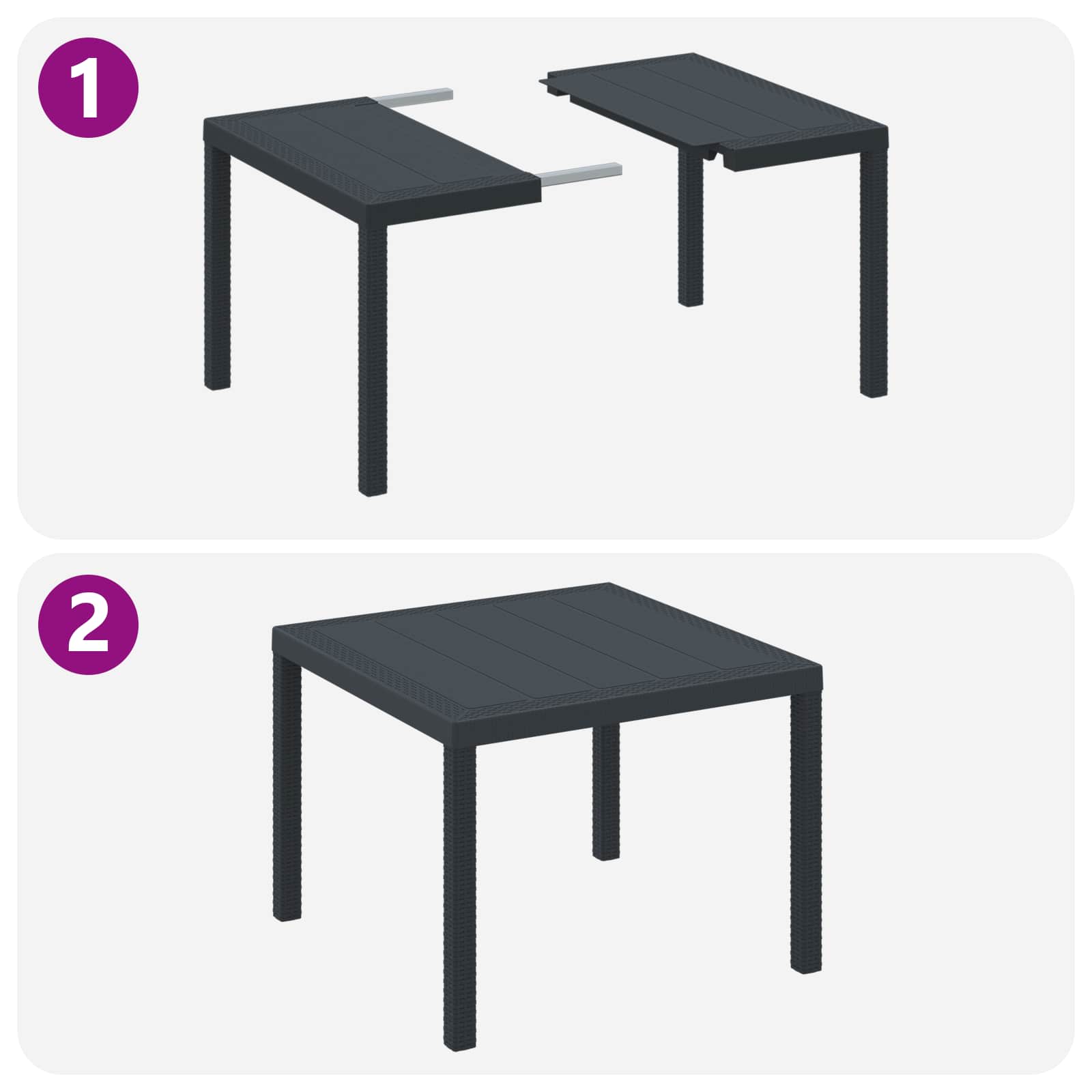 Conjunto de Comedor de Jardín 3 pcs Antracita Polipropileno