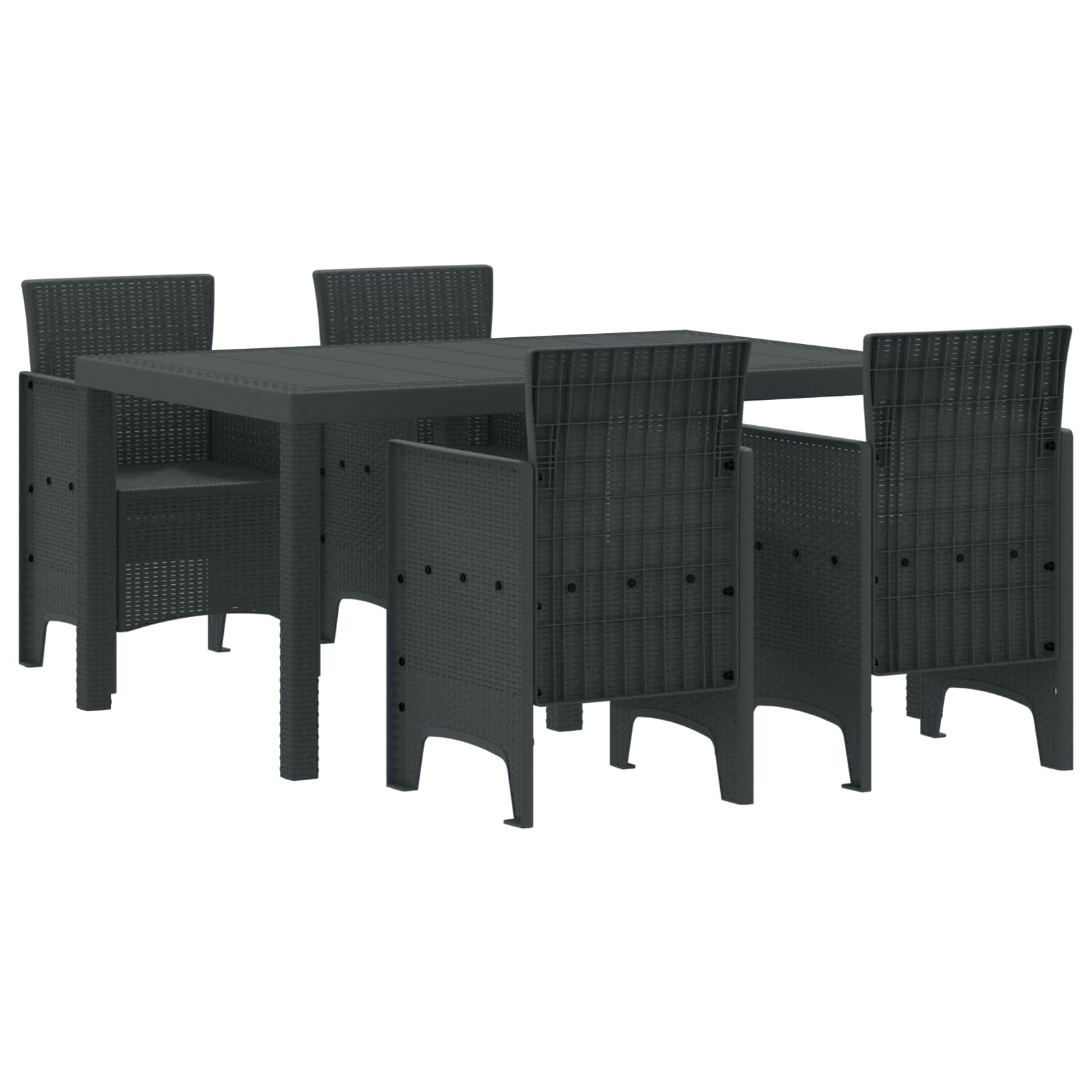 Conjunto de Comedor de Jardín 5 pcs Antracita Ratan Polt