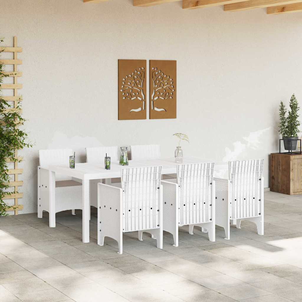 Conjunto de Comedor de Jardín 7 pcs Blanco Polipropileno