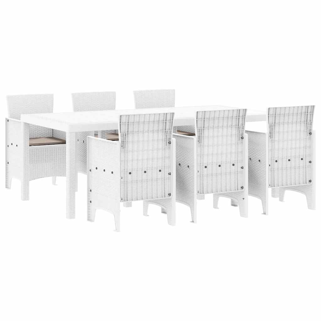 Conjunto de Comedor de Jardín 7 pcs Blanco Polipropileno