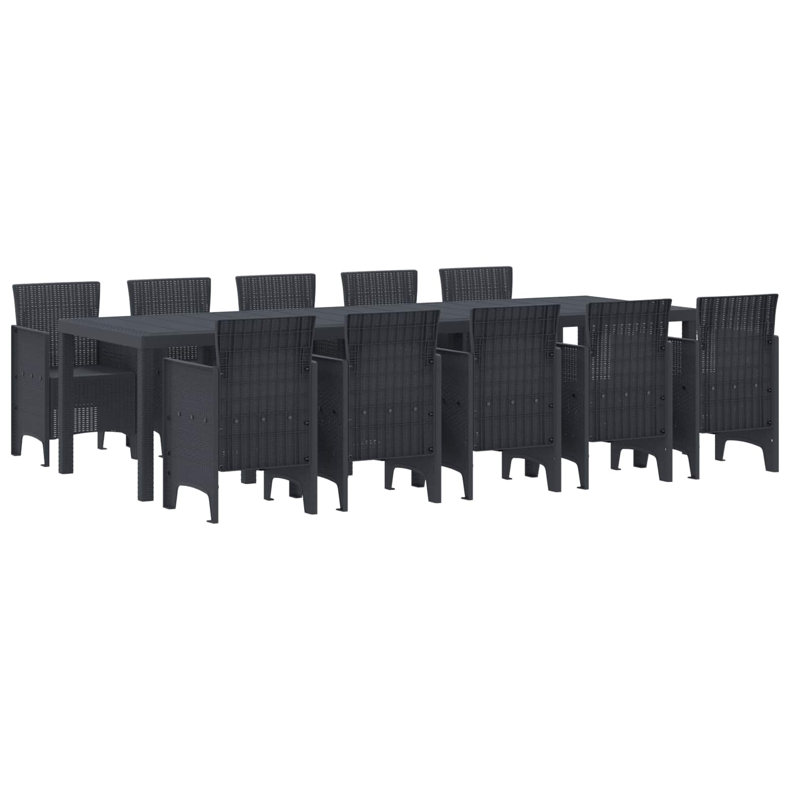 Conjunto de Comedor de Jardín 11 pcs Antracita Plástico