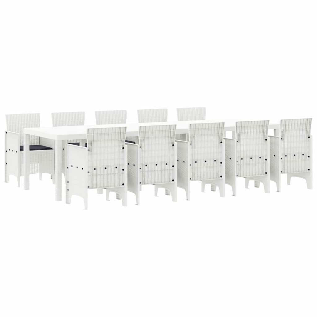 Conjunto de Comedor de Jardín con cojín 11 pcs Blanco