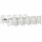Conjunto de Comedor de Jardín con cojín 11 pcs Blanco