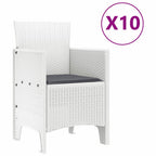 Conjunto de Comedor de Jardín con cojín 11 pcs Blanco
