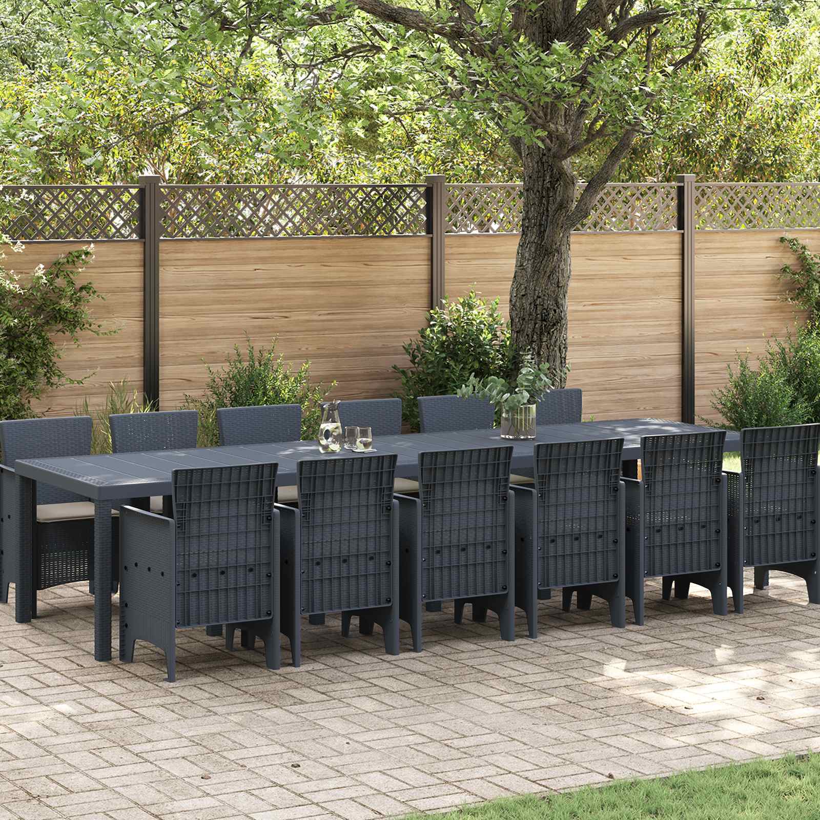 Conjunto de Refeição de Jardim 13 pçs Antracite Vime Sintético