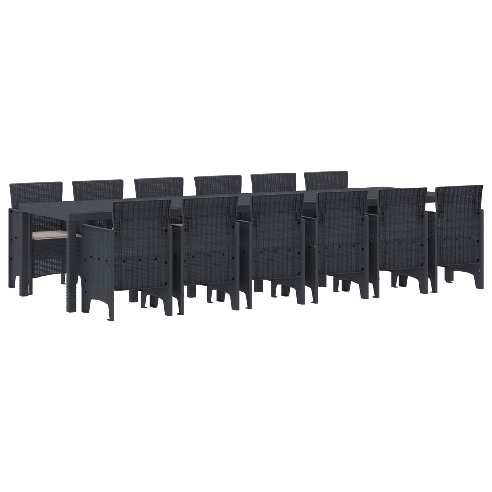 Conjunto de Comedor de Jardín 13 pcs Antracita Ratan Polt