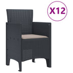 Conjunto de Comedor de Jardín 13 pcs Antracita Ratan Polt