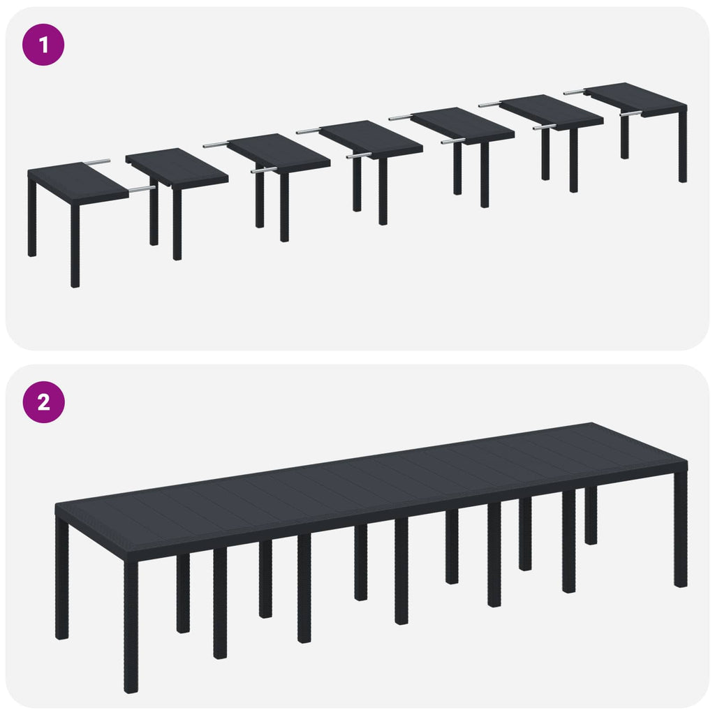Conjunto de Comedor de Jardín 13 pcs Antracita Ratan Polt