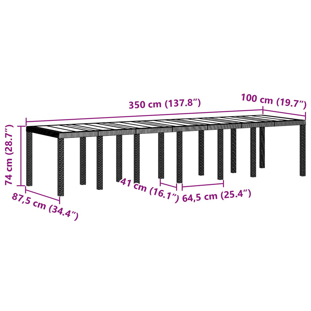 Conjunto de Comedor de Jardín 13 pcs Antracita Ratan Polt