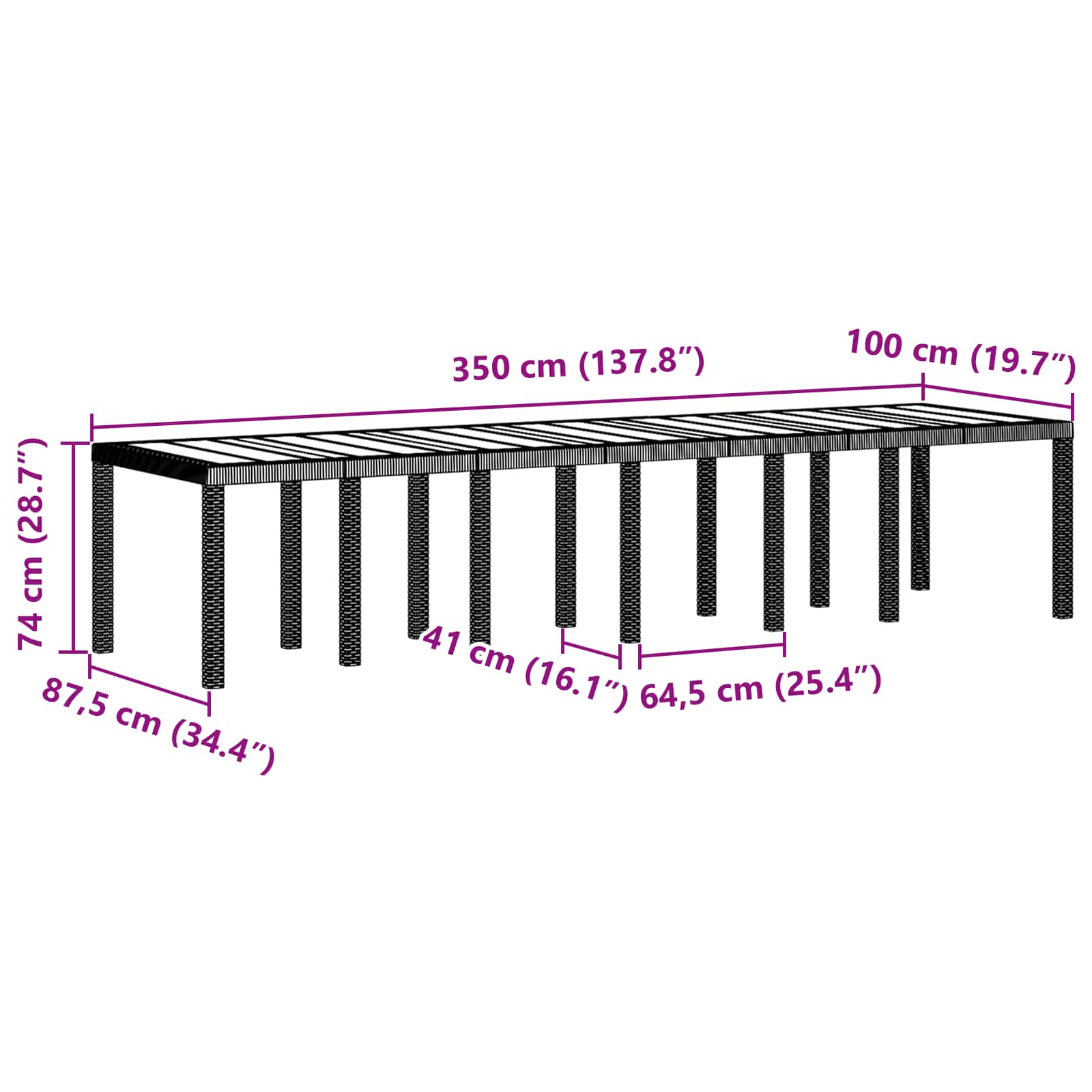 Conjunto de Comedor de Jardín 13 pcs Antracita Ratan Polt