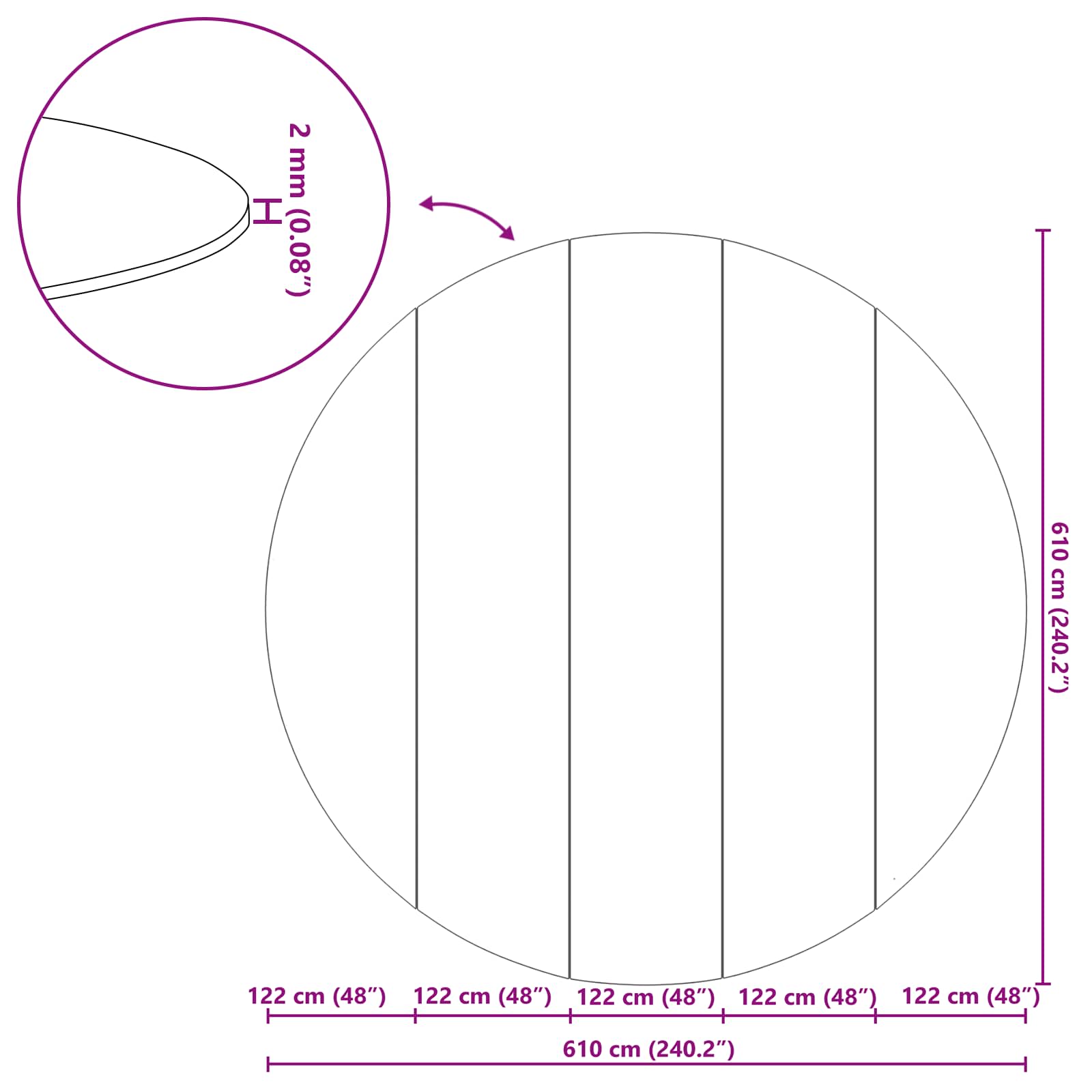 Lona para el fondo de la piscina Gris Claro Ø 610 cm
