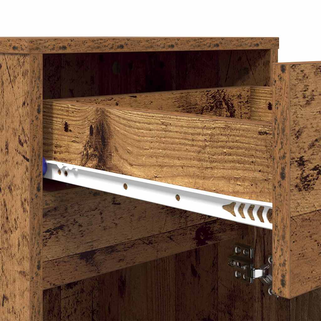 Armario de Noche LED 2 pcs Madera vieja 38 x 34 x 61 cm