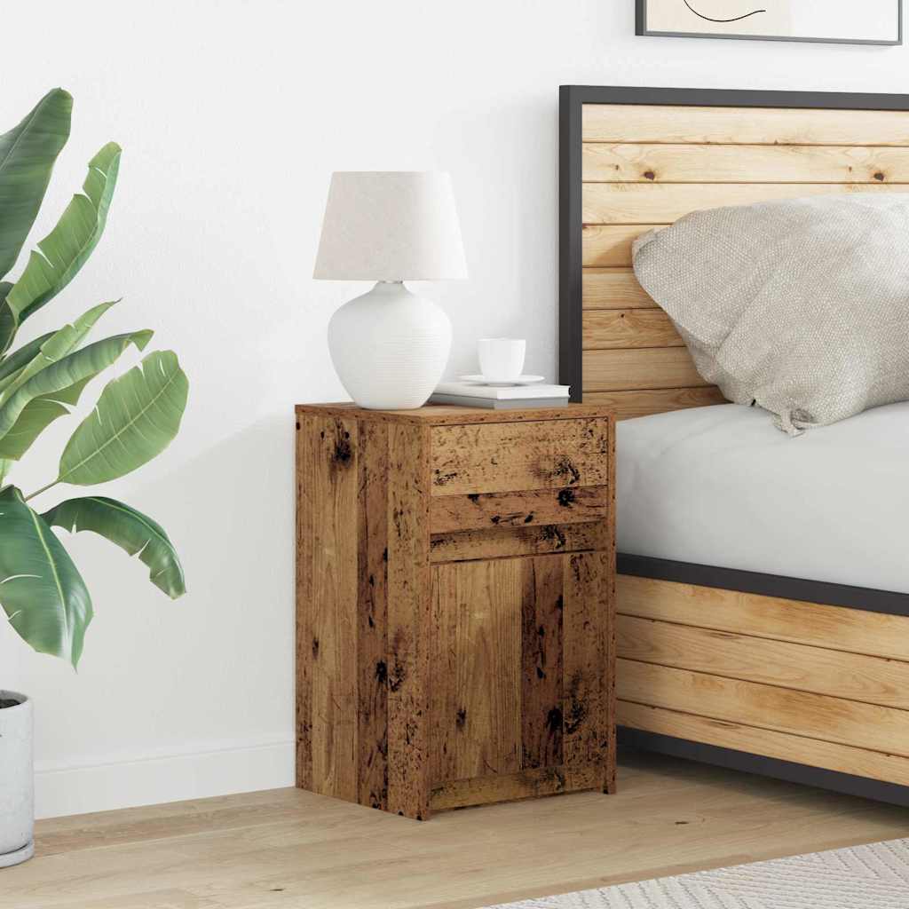 Armario de Noche LED 2 pcs Madera vieja 38 x 34 x 61 cm