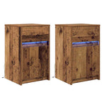 Armario de Noche LED 2 pcs Madera vieja 38 x 34 x 61 cm