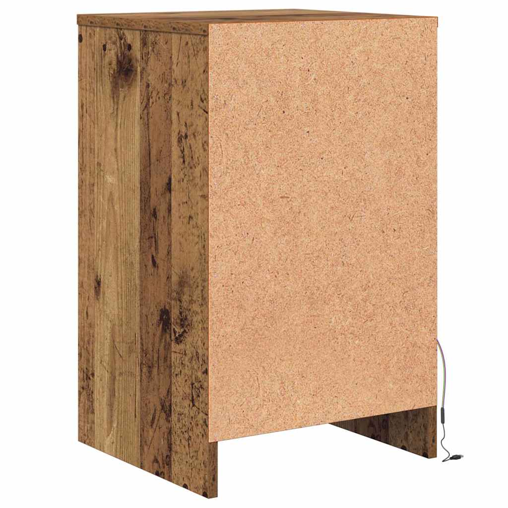Armario de Noche LED 2 pcs Madera vieja 38 x 34 x 61 cm