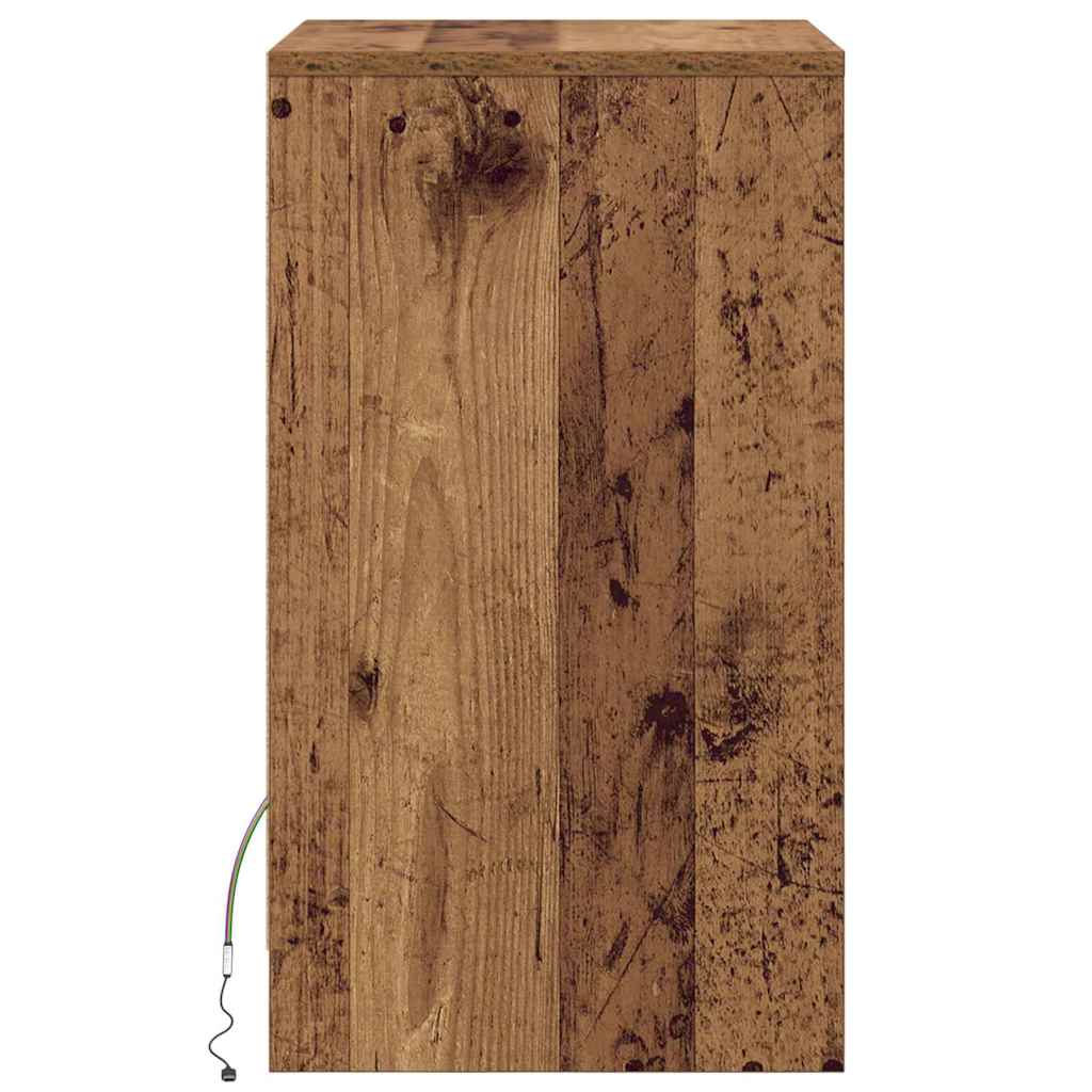 Armario de Noche LED 2 pcs Madera vieja 38 x 34 x 61 cm