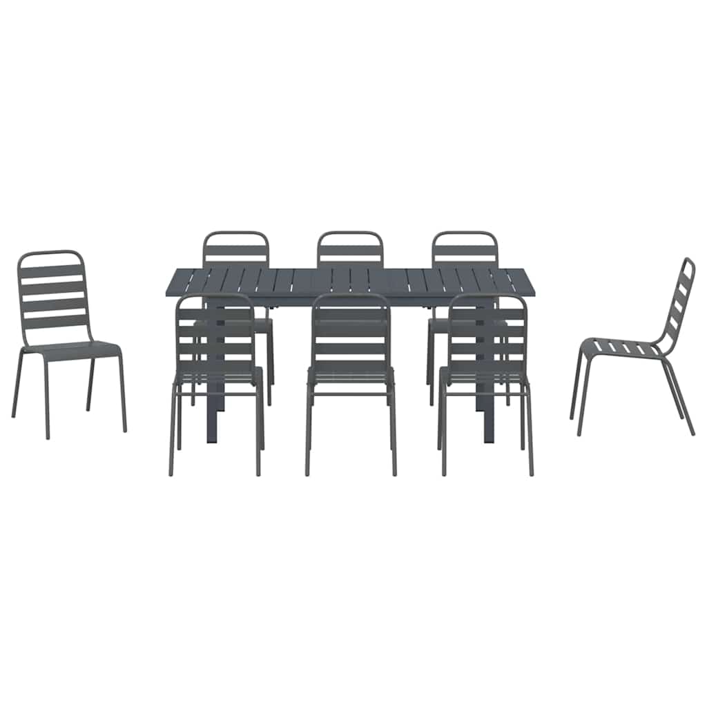 Conjunto de Comedor de Jardín 9 pcs Antracita