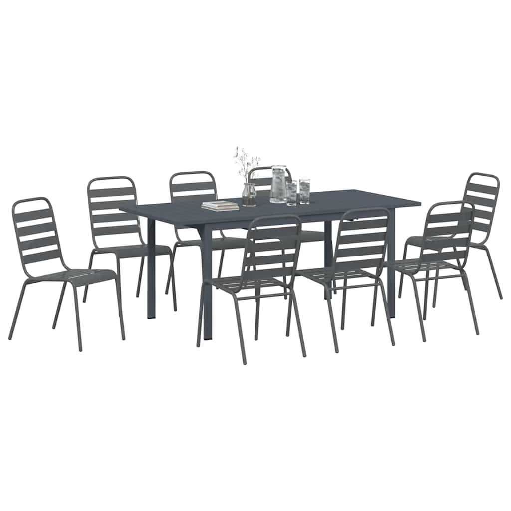 Conjunto de Comedor de Jardín 9 pcs Antracita