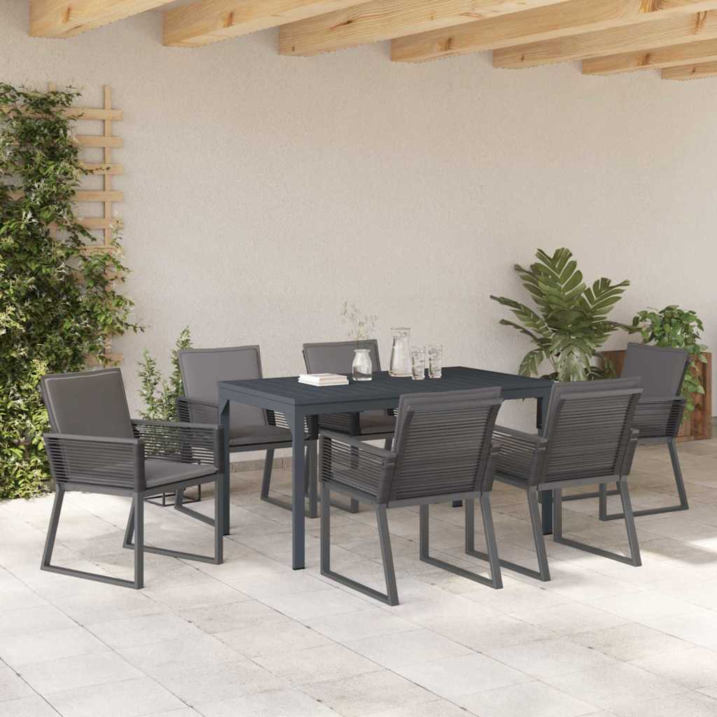Conjunto de Comedor de Jardín 7 pcs Antracita ratán sintético