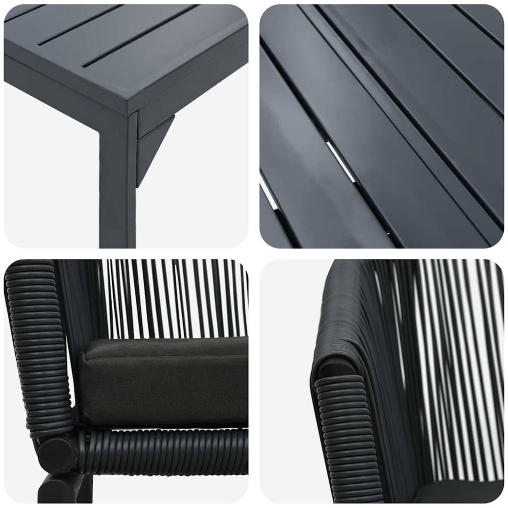 Conjunto de Comedor de Jardín 7 pcs Negro ratán sintético