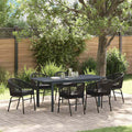 Conjunto de Comedor de Jardín 7 pcs Negro ratán sintético