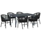 Conjunto de Comedor de Jardín 7 pcs Negro ratán sintético
