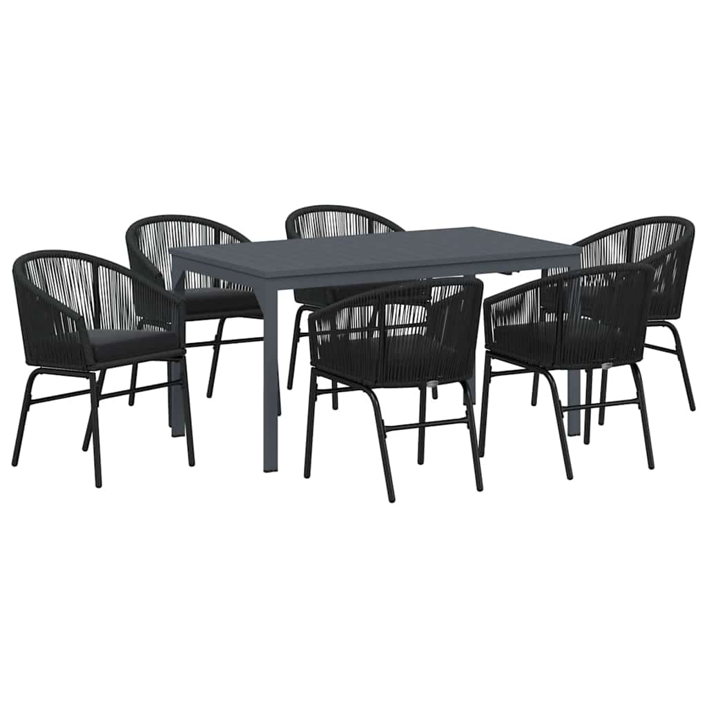 Conjunto de Comedor de Jardín 7 pcs Negro ratán sintético