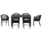 Conjunto de Comedor de Jardín 7 pcs Negro ratán sintético