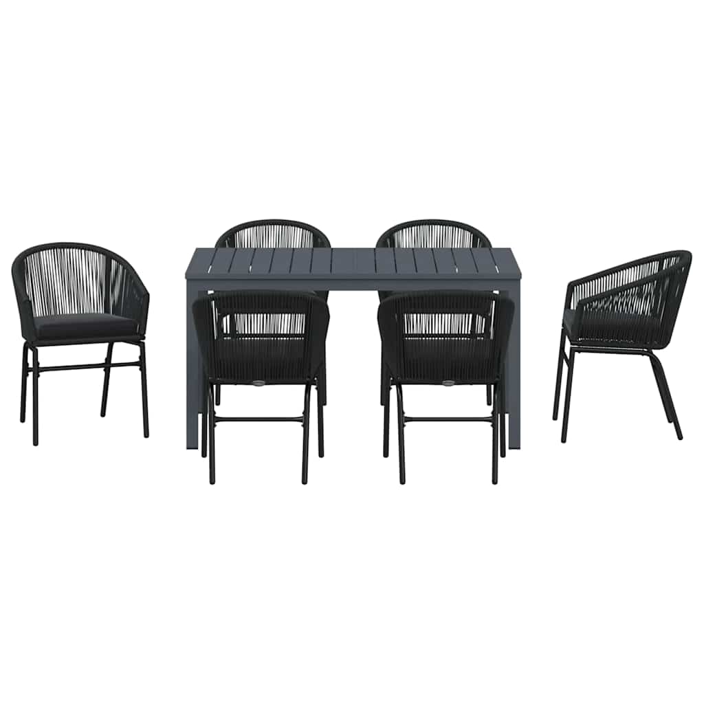 Conjunto de Comedor de Jardín 7 pcs Negro ratán sintético