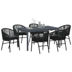 Conjunto de Comedor de Jardín 7 pcs Negro ratán sintético